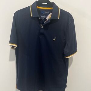 NAUTICA / SUSTAINABLY CRAFTED NAVTECH BRAND ICON POLO /Navy Blue, Yellow & White